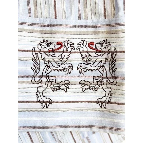 English Laundry Women's Lion Crest Stripe Long Sleeve Button Shirt - Sz M - Picture 4 of 7